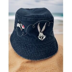 Warner Bros Looney Tunes Bucket Hat Kids L/XL Navy Blue Vintage 1995 Cotton